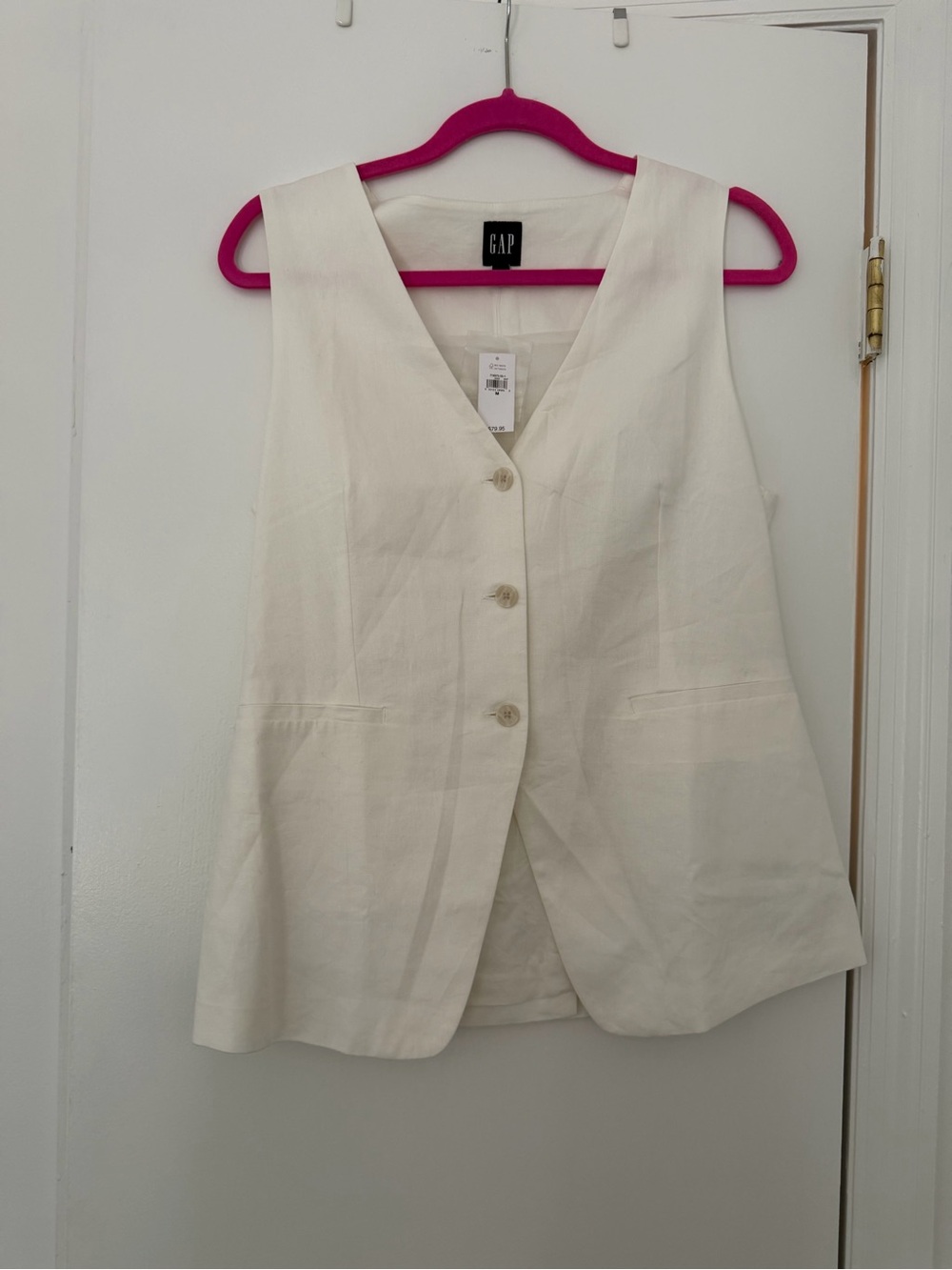 GAP Cream Button-Front Sleeveless Tunic Vest